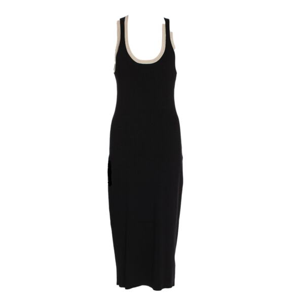 Caroline Constas Ribbed Knit Stretch Midi Dress Size Large Black - Picture 1 of 10